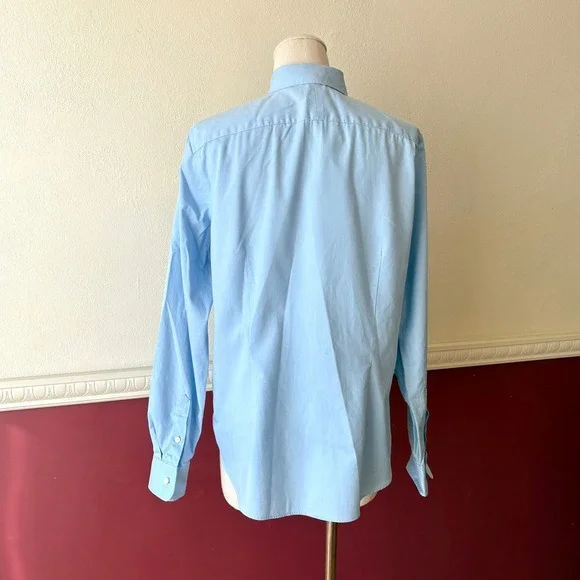 Lauren Ralph Lauren Light Blue Non-Iron Button Down Shirt Monogram Size M Cotton - Picture 5 of 11